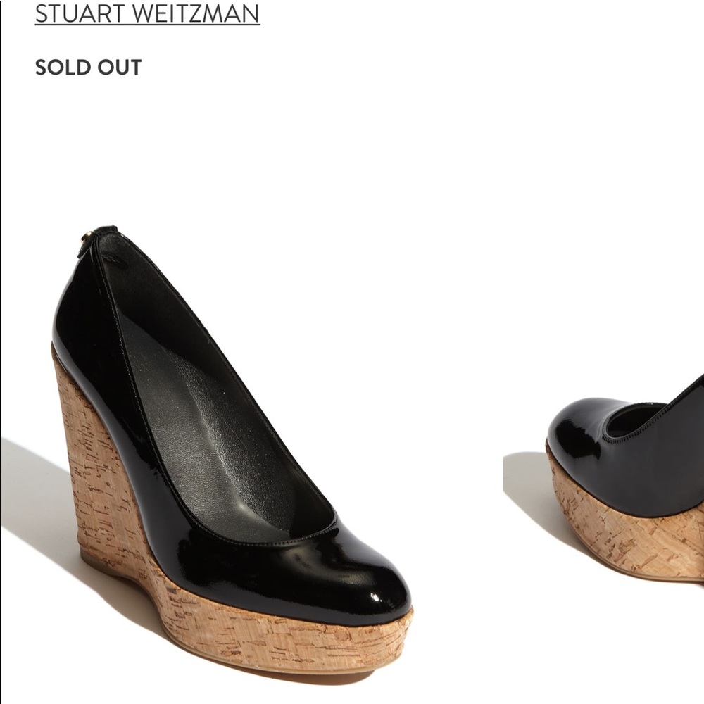 SW Corkswoon wedges in black patent leather